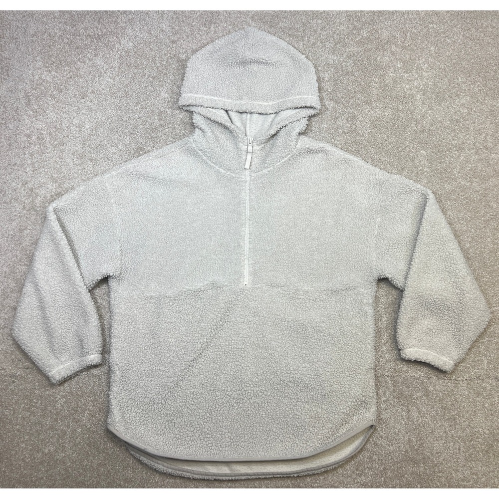 Get After It Sherpa Fleece Quarter Zip Hoodie Light‎ Gray Size L